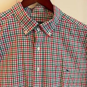 Vineyard Vines Holiday Plaid Button Down Tucker Shirt Men’s XXL Red Green White